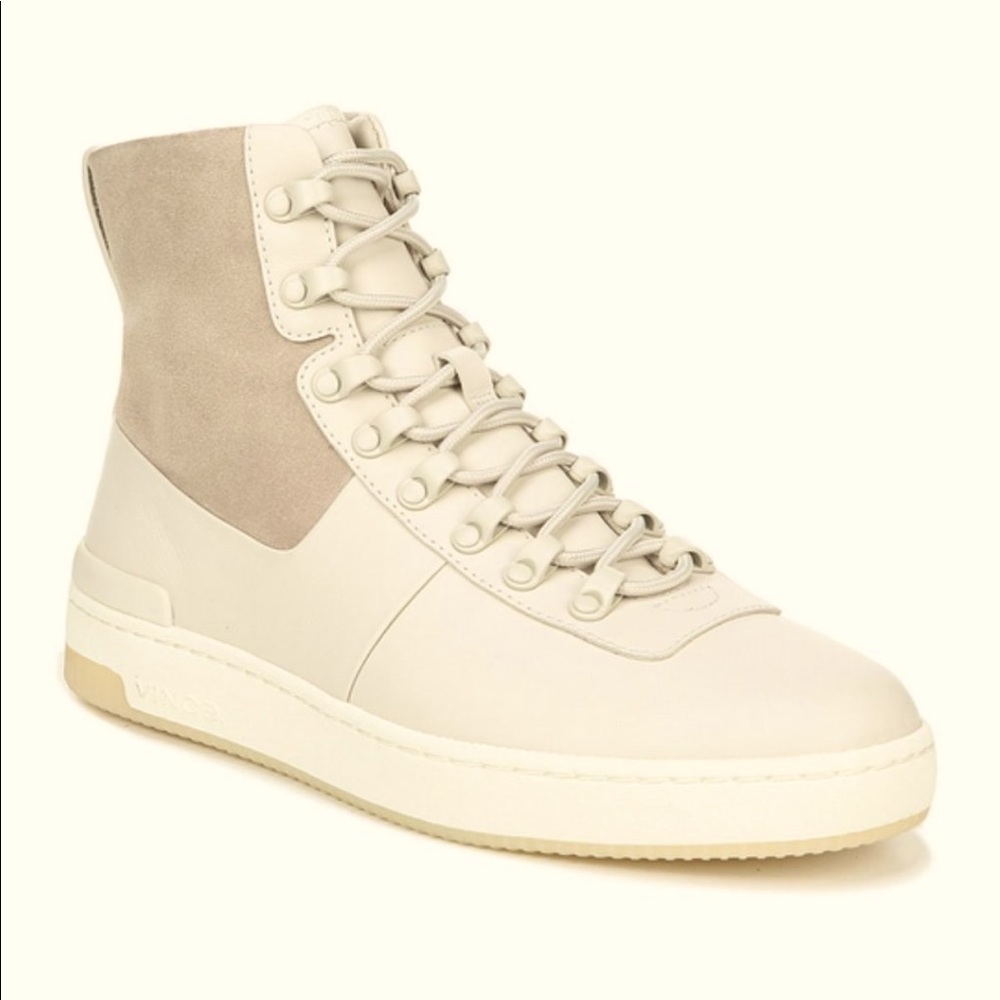 NWT Vince Rowan Off White Leather Sneaker Boot 7.5